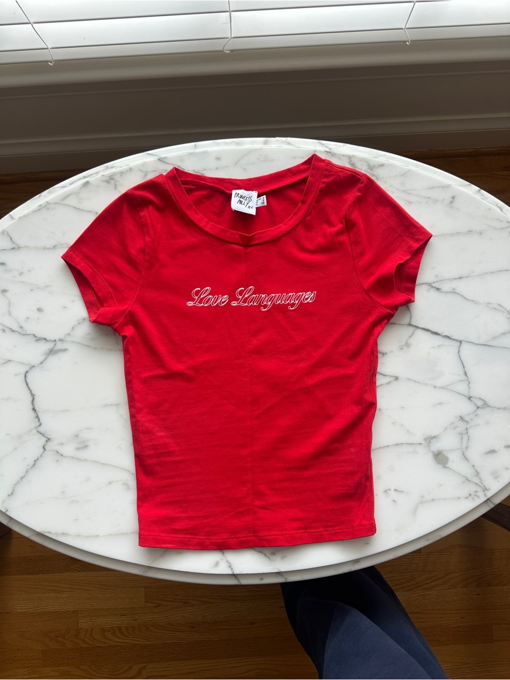 Princess Polly Red 'Love Languages' Short Sleeve Baby Tee